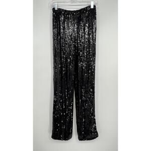 Vtg Jeanette for St Martin Sport Sequin Pants Womens S Black Straight High Rise